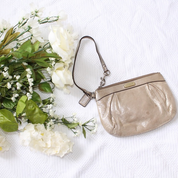 Coach Handbags - Coach Metallic Soft Leather Wristlet